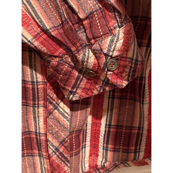 Angie Flannel Shirt Women Medium Red Plaid Long Sleeve Casual Collar Button Up - Picture 9 of 10